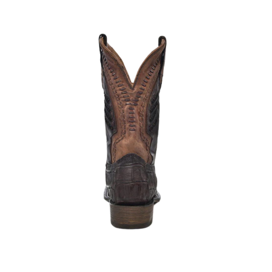 Corral Men's Caiman Embroidery Woven Oil Brown Boots
