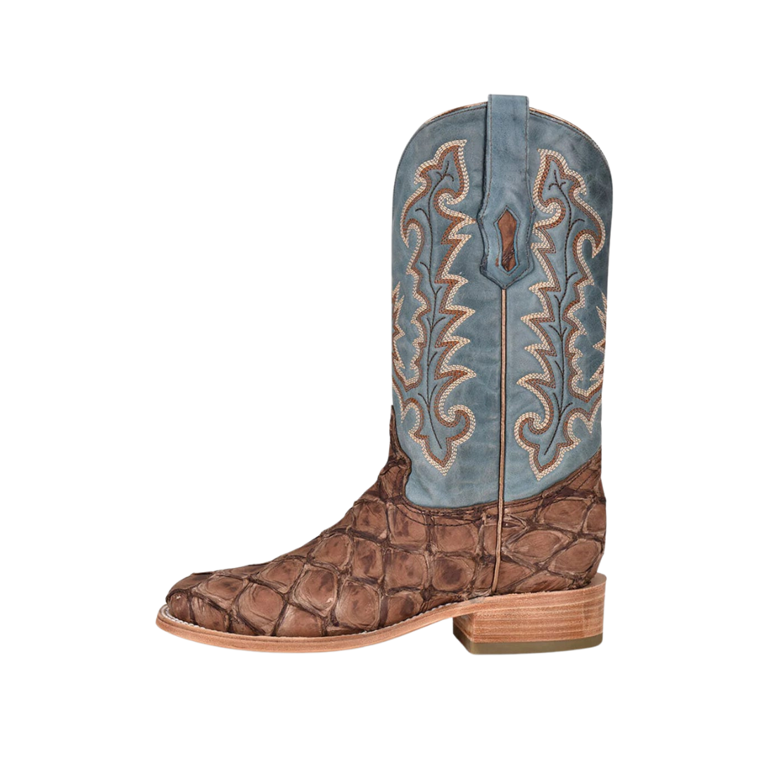 Corral Women's Piracuhu Exotic Embroidered Western Brown Blue Boots