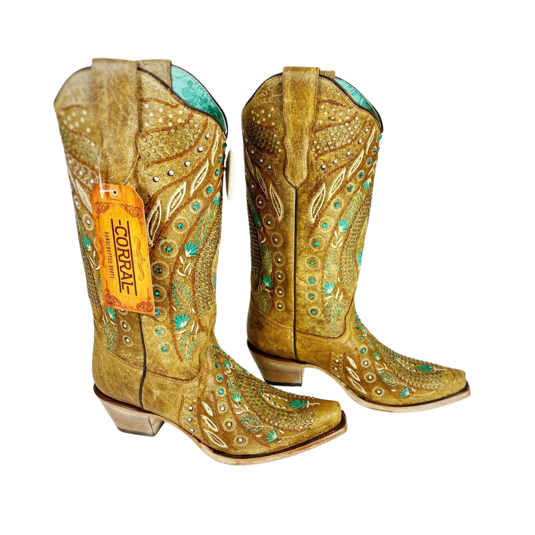Corral Women's Floral Western Yellow Boots