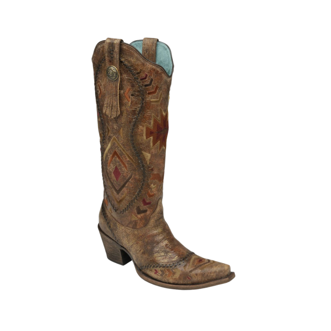 Corral Women's Aztec Embroidered Whipstitched Brown Boots