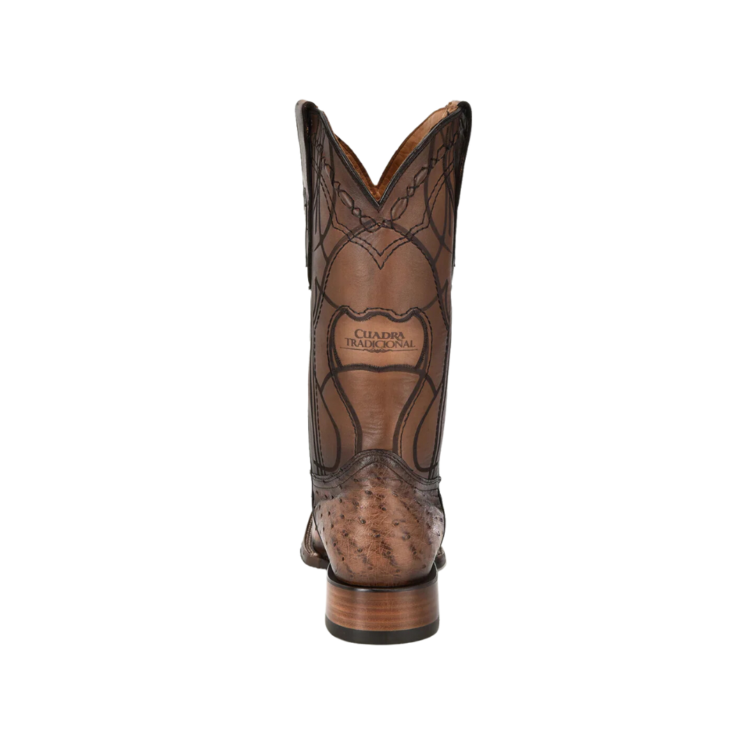 Cuadra Men's Lugano Ostrich Embroidery Laser Brown Boots