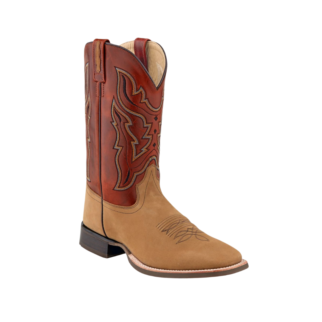 Old West Men's Western Square Toe Tan Red Boots