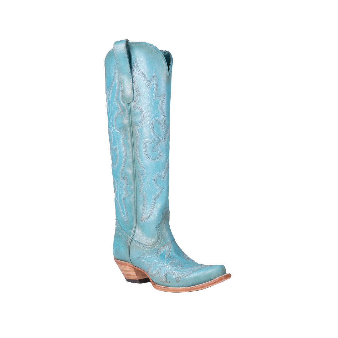 Corral Women's Embroidered Tall Top Snip Toe Blue Boots