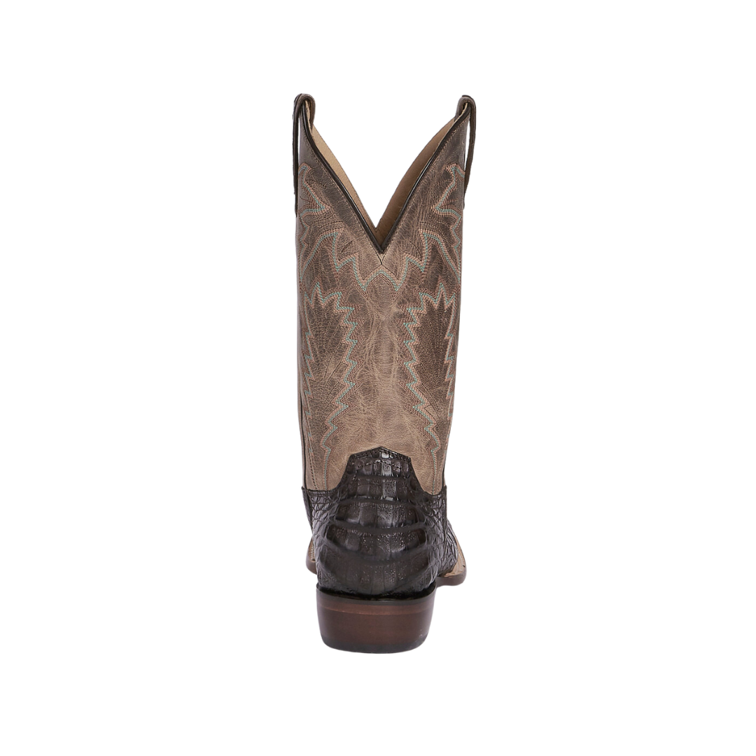 Lucchese Men's Caiman Belly Goat Western Chocolate Boots