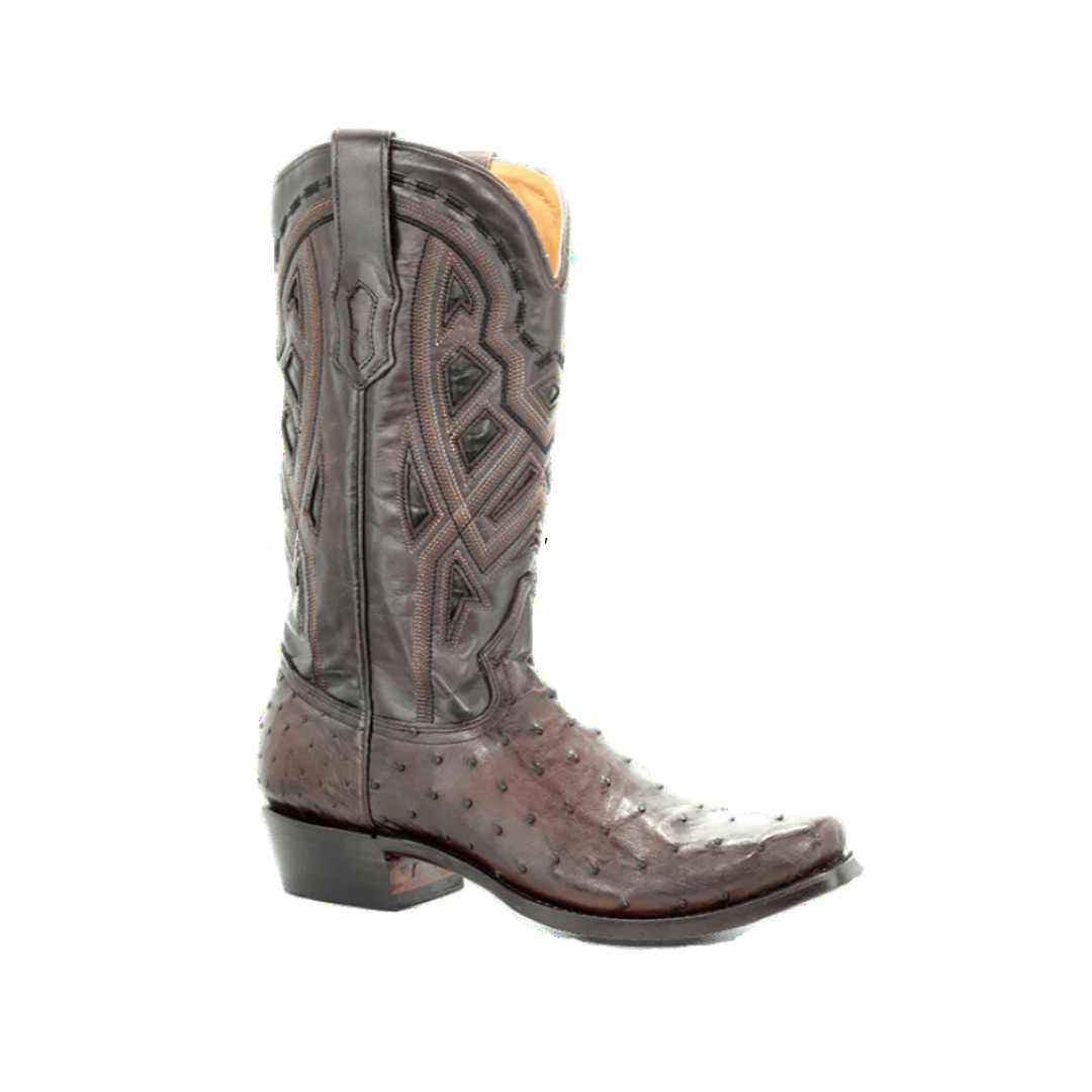 Corral Men's Ostrich Narrow Square Toe Chocolate Boots