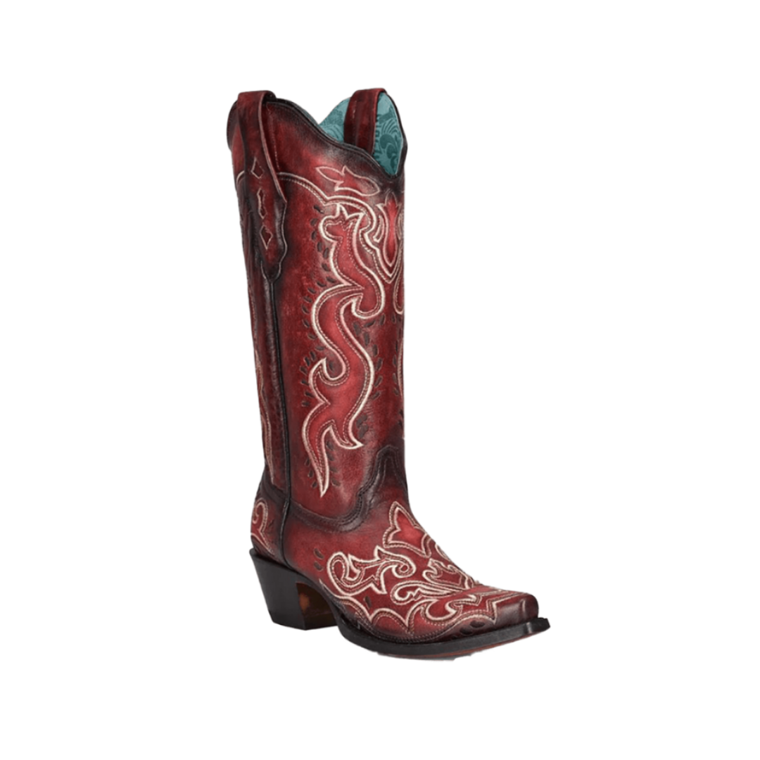 Corral Boots Women's Embroidered Snip Burnished Red Boots