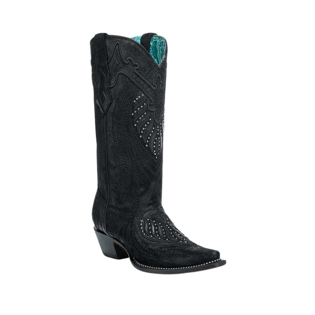Corral Women's Overlay Embroidery Studs Cowboy Black Boots