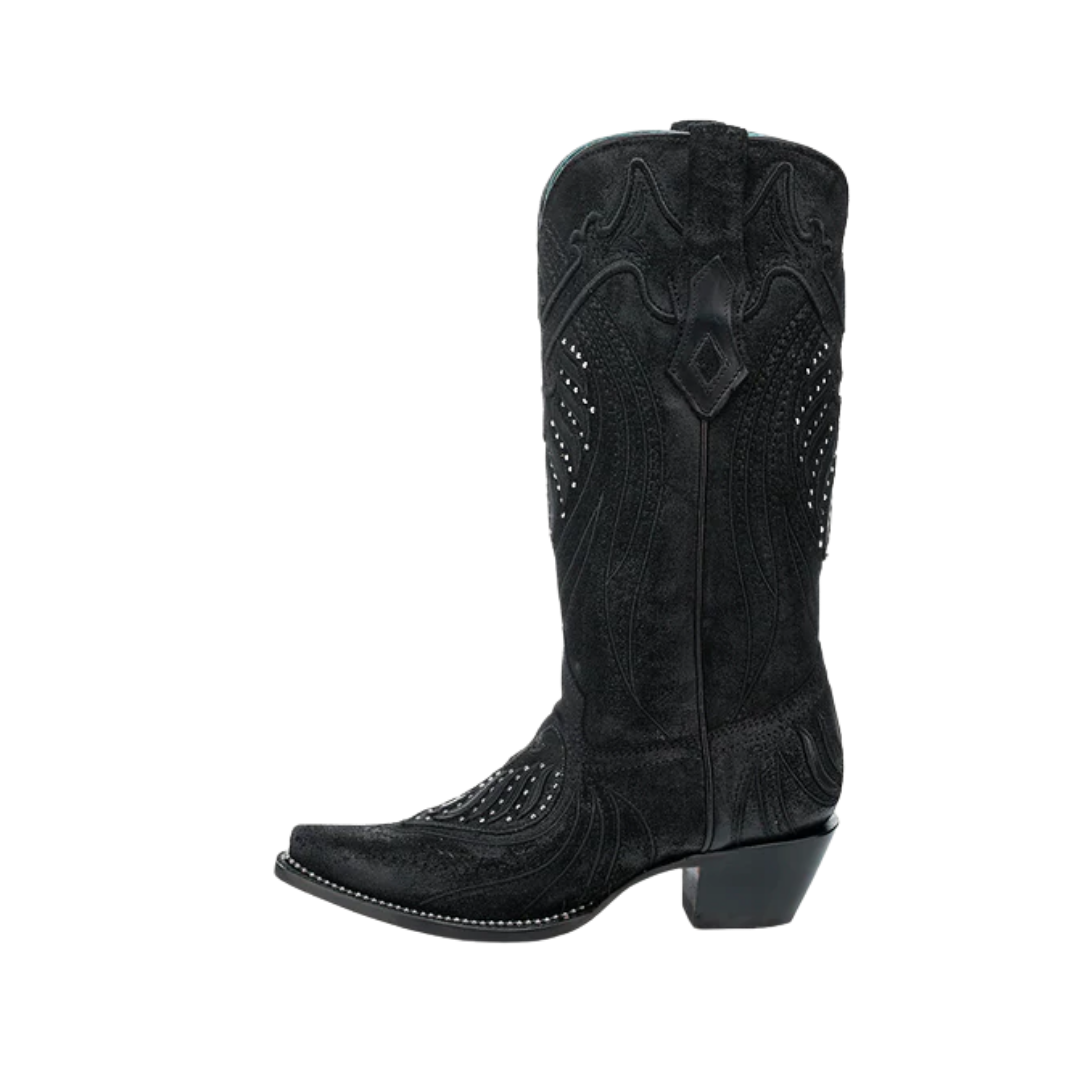 Corral Women's Overlay Embroidery Studs Cowboy Black Boots