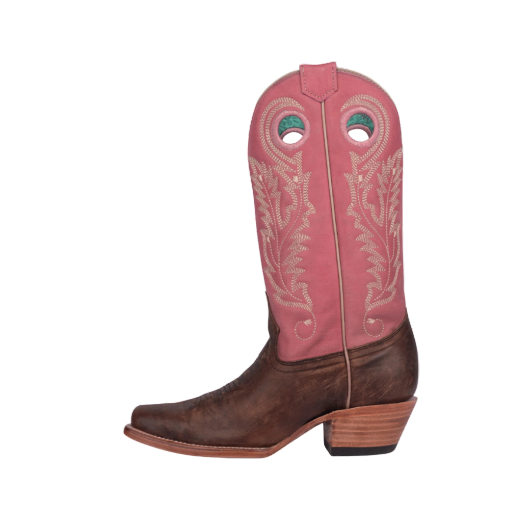 Corral Women's Embroidery Square Toe Western Brown & Pink Boots