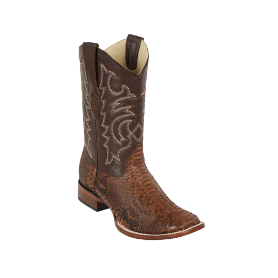 Los Altos Men's Python Skin Wide Square Toe Boots