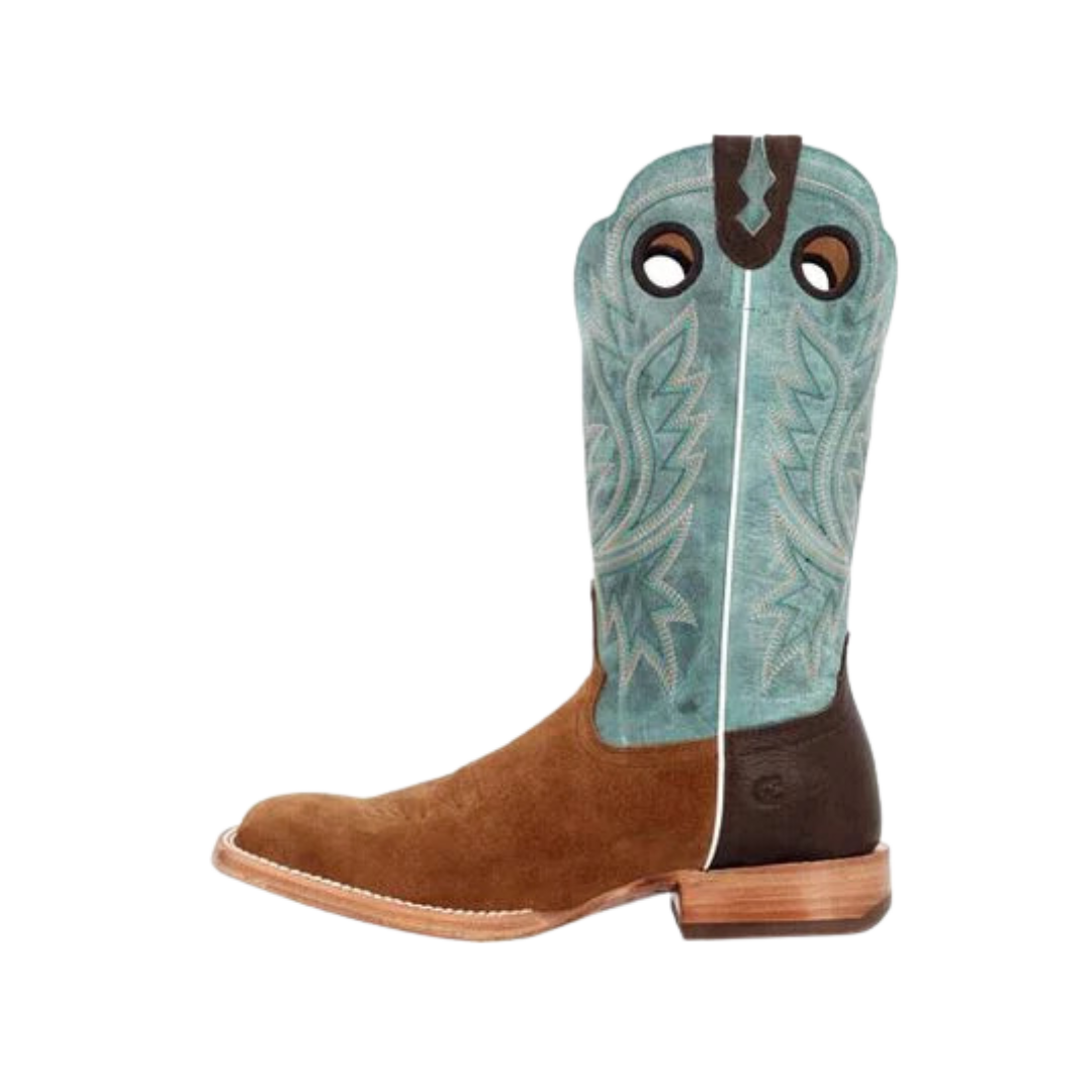 Rocky Boot Unisex Durango Collection Roughout Western Whiskey Tobacco And Aqua Boot