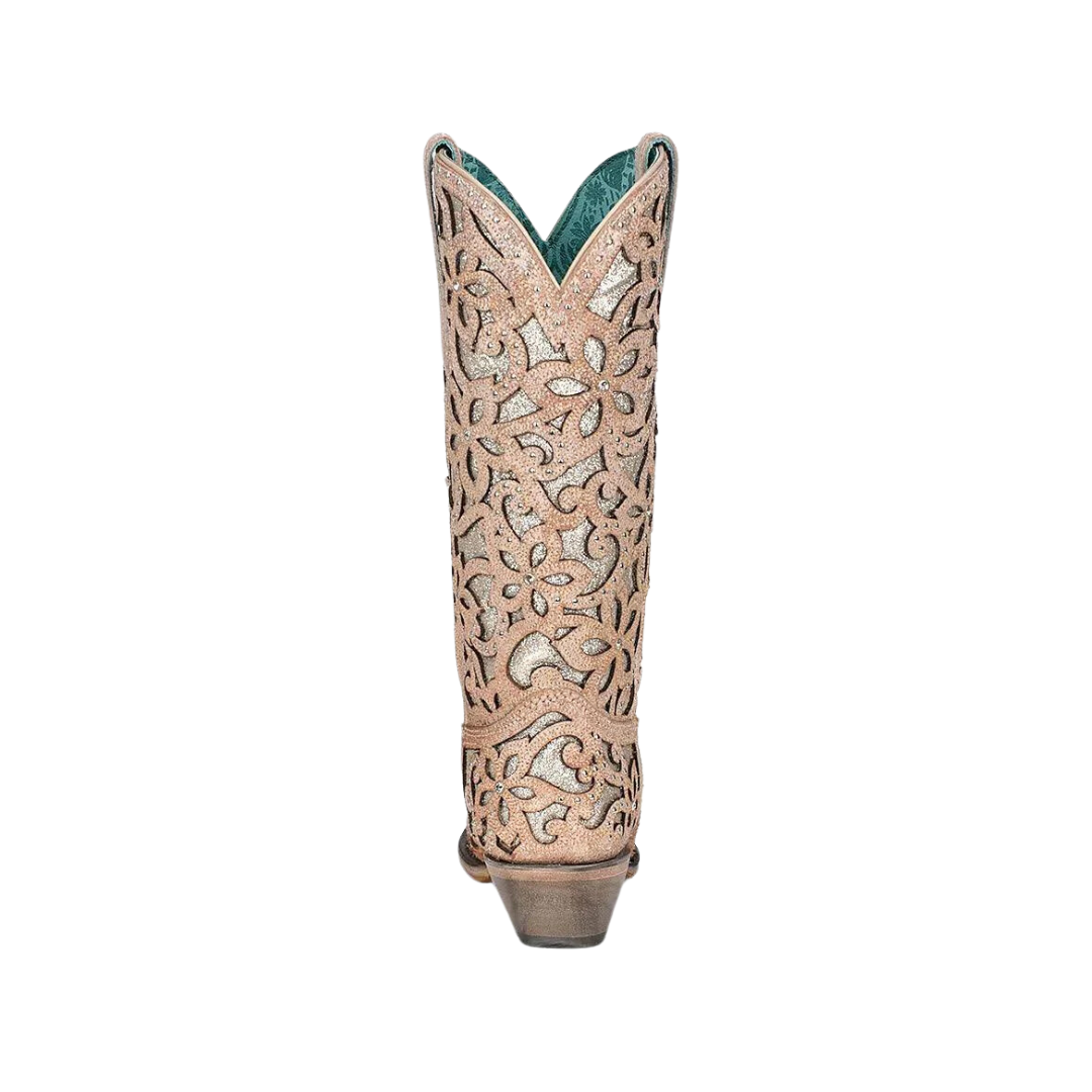 Corral Women's Flowered Inlay Studs And Crystals Nude Boots