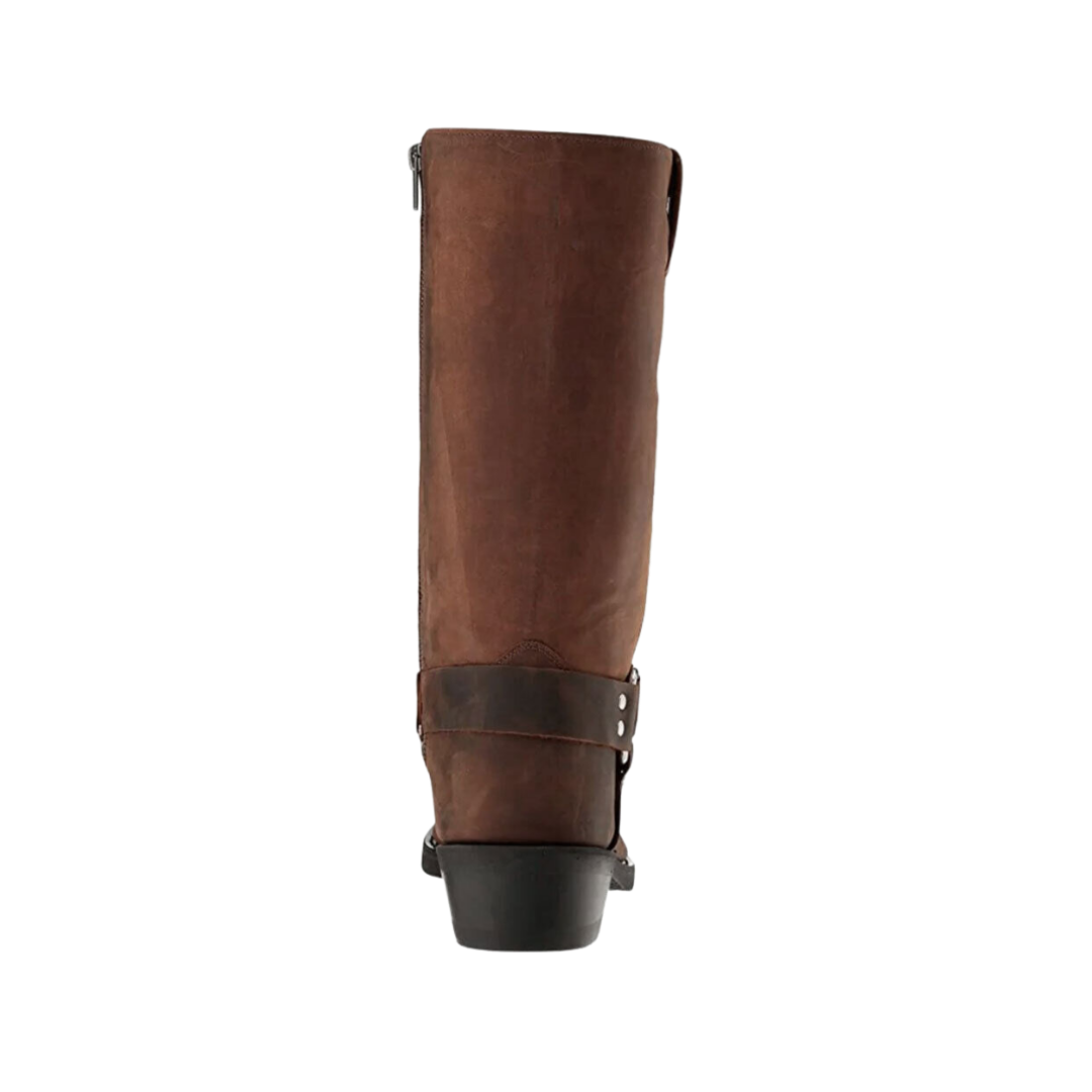 Old West Men's Leather Harness Tall Motorcycle Brown Boots