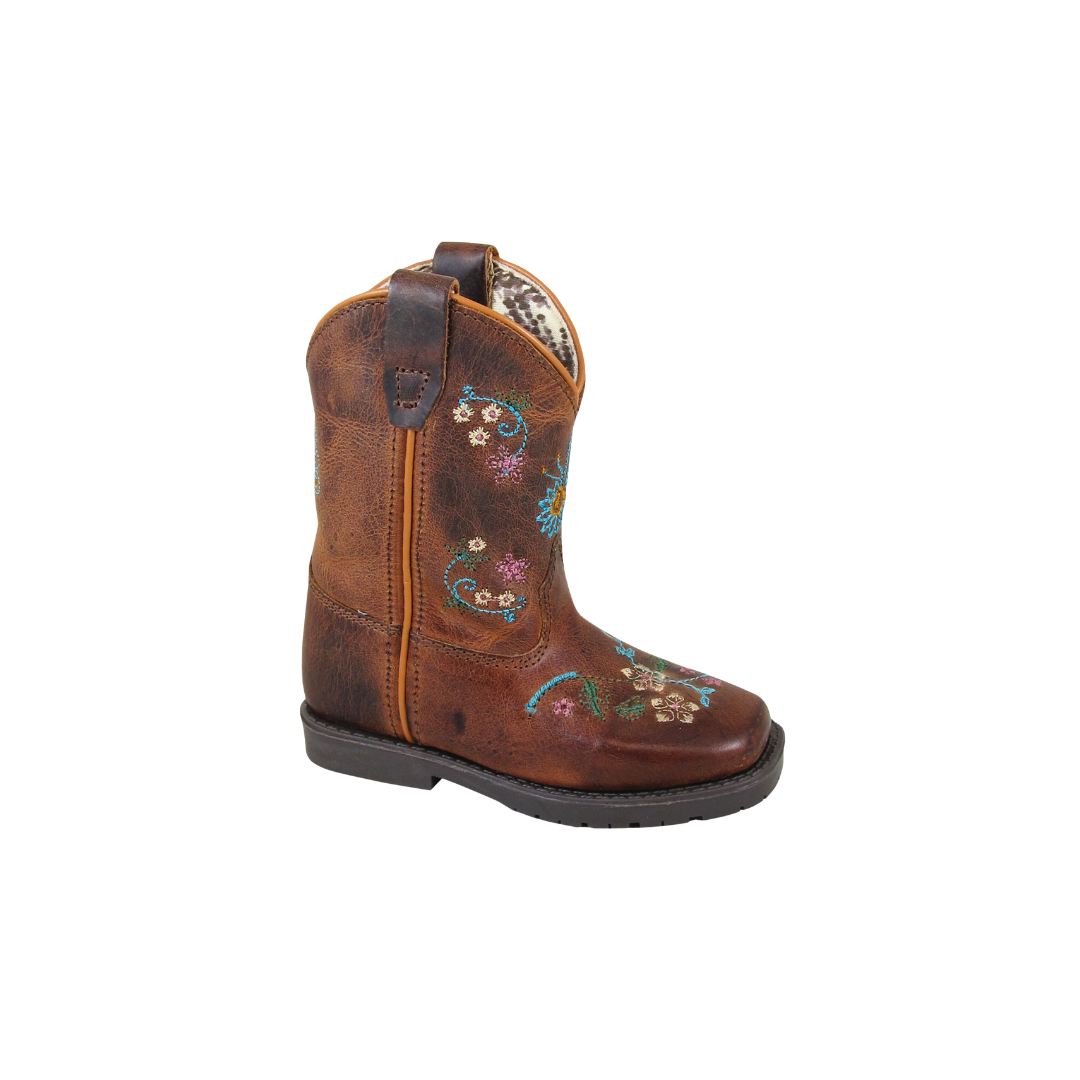 Smoky Mountain Toddler Girl's Floralie Square Toe Brown Boots