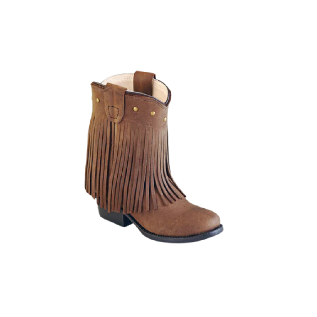 Old West Brown Toddler Girls Corona Leather Fringe Fashion Boots