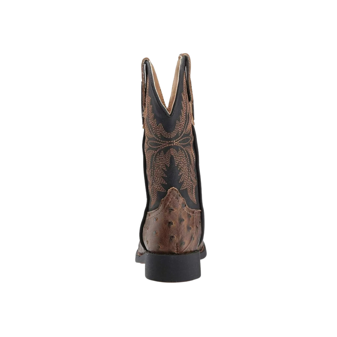 Roper Youth Boy's Jeds Ostrich Print Brown Boots