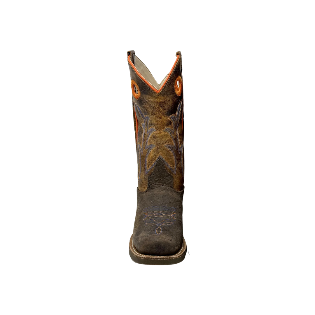 Old West Kid's Bullhide Orange Brown Boots