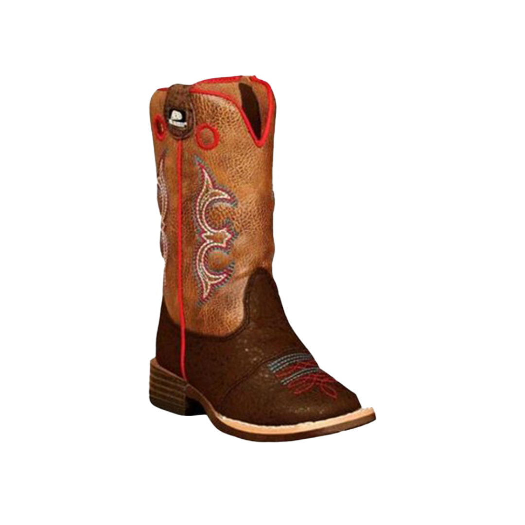 Double Barrel Youth Unisex Kolter Zip Square Toe Brown Boots