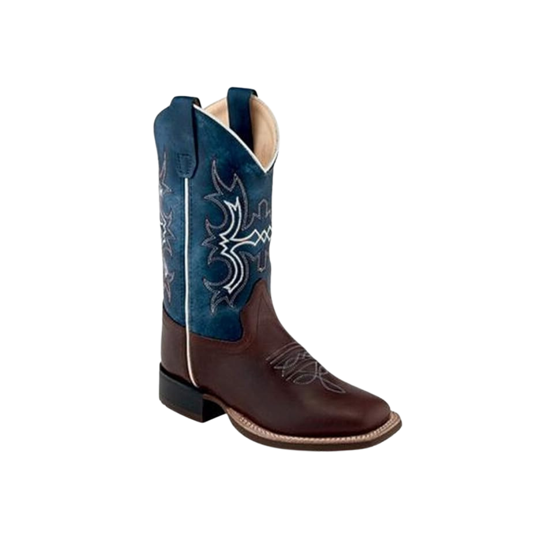 Old West Youth Boy's Wipe Out Western Broad Blue Boots