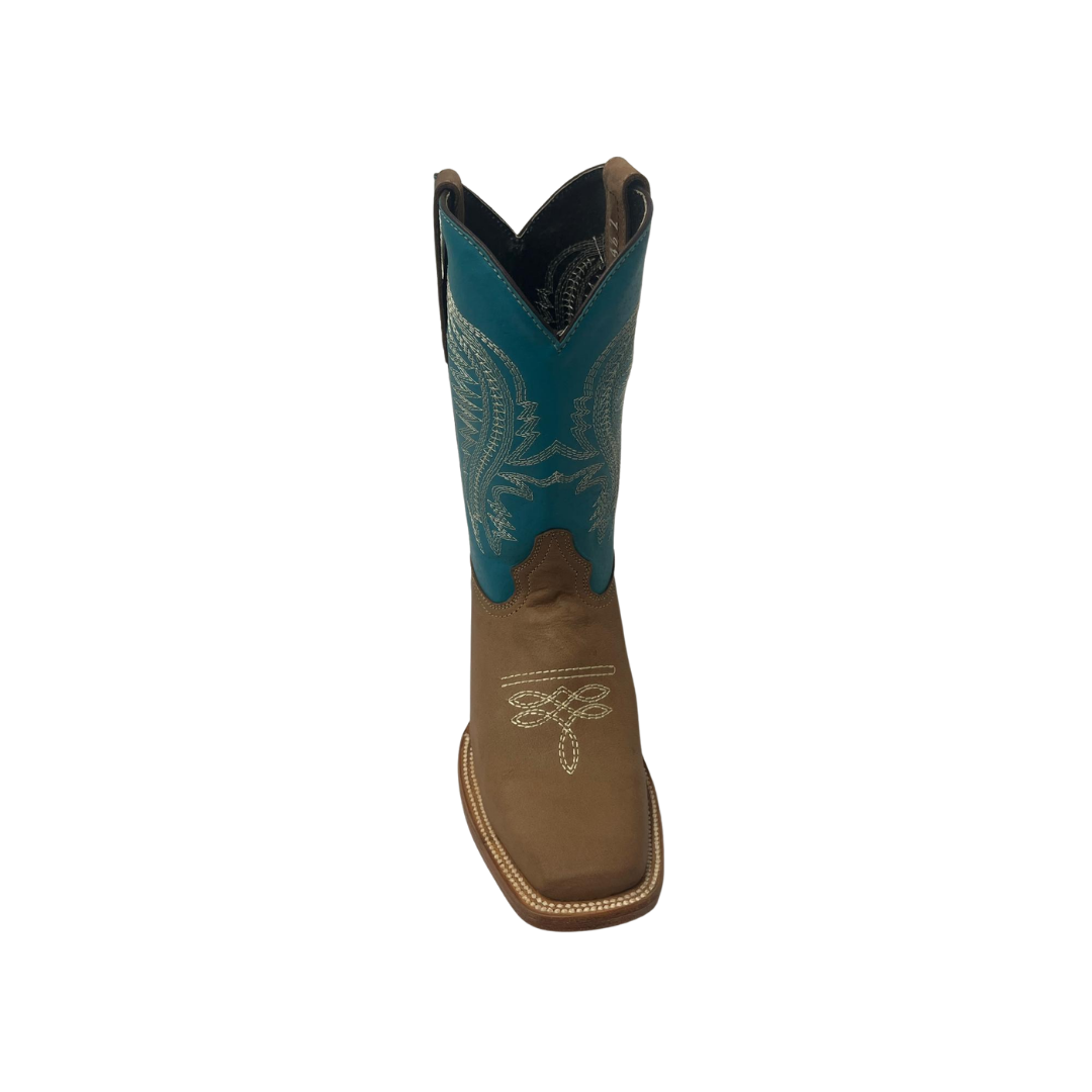 Pecos Bill Youth Boy's Square Toe Laton Turquoise Boots