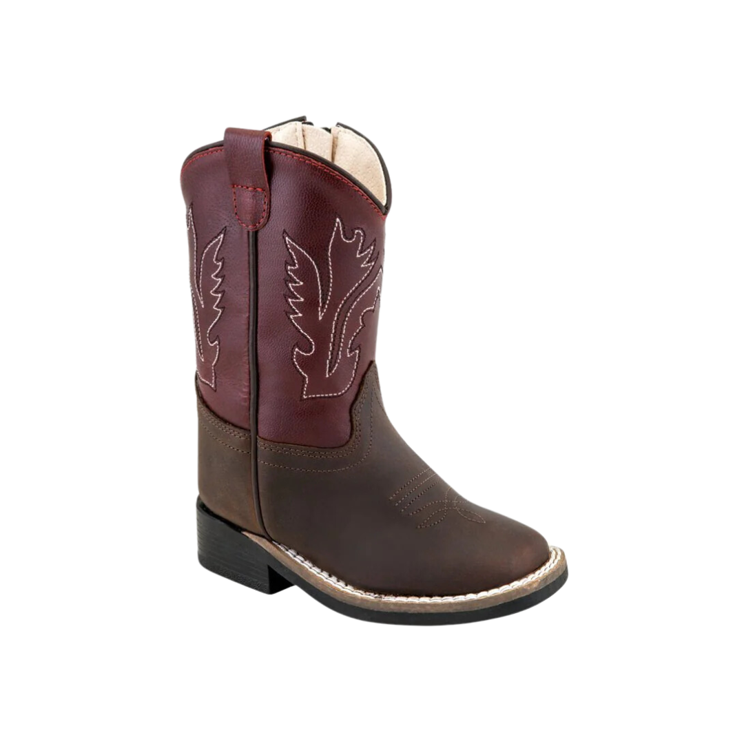 Old West Toddler Boy's Western Square Burgundy Boots