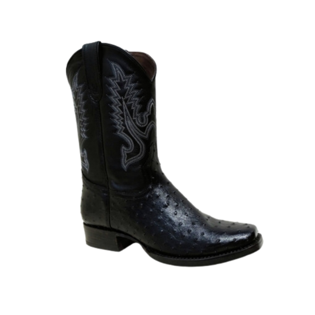International M Youth Boy's Rubber Sole Ostrich Black Boots