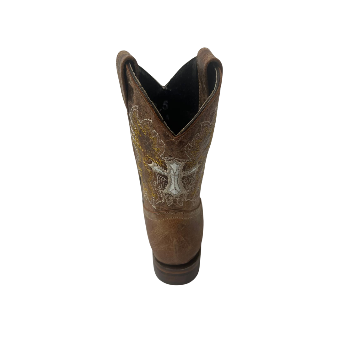 Pecos Bill Toddler Girl's Fancy Cross Brown Boots