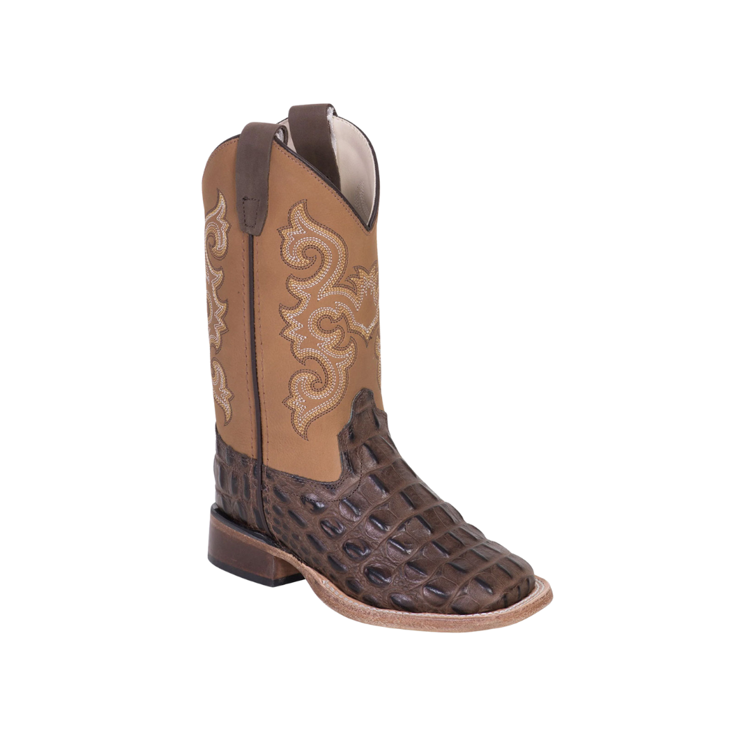 Old West Boots Youth Boy's Square Toe Western Brown Boots
