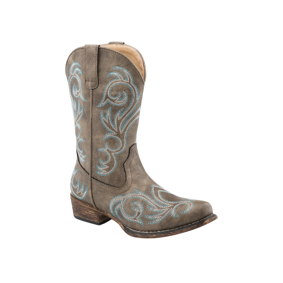 Roper Footwear Youth Girl's Riley Western Snip Grey Boots