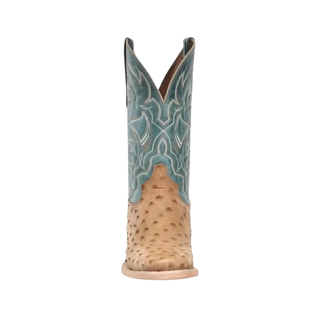 Corral Men's Sand Blue Ostrich Skin Wide Square Toe Boot