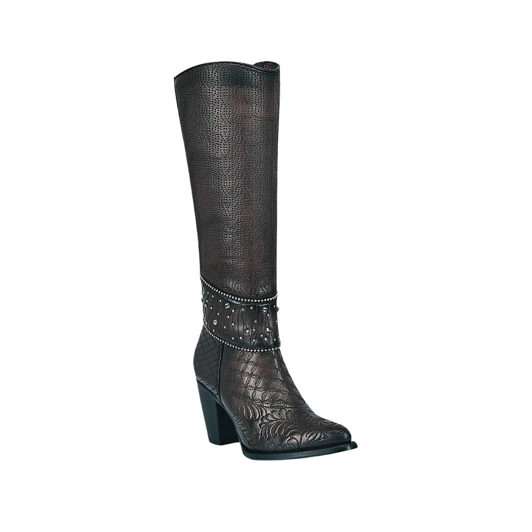 Cuadra Women's Embroidered Dark Brown Leather Boot