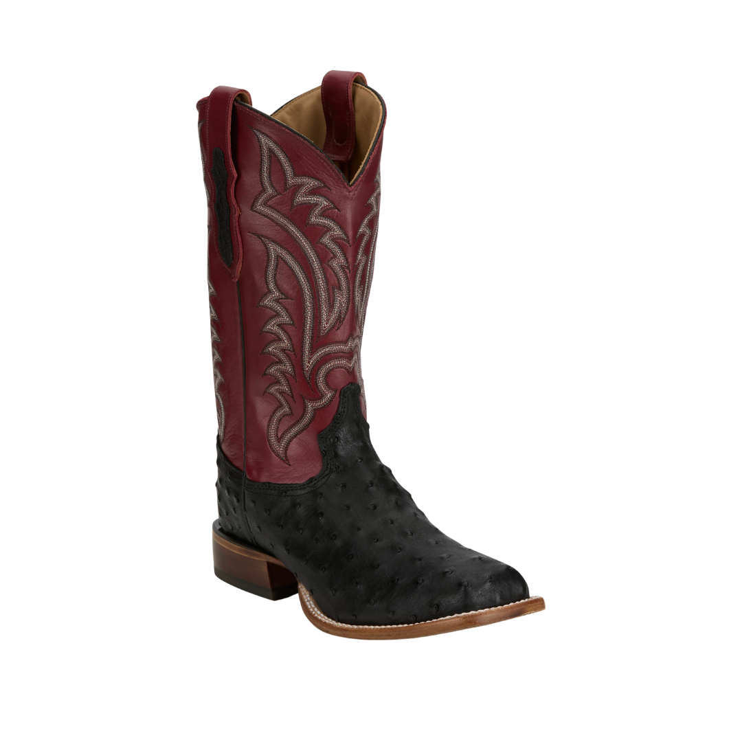 Tony Lama Men's Full Quill Ostrich Black Boots