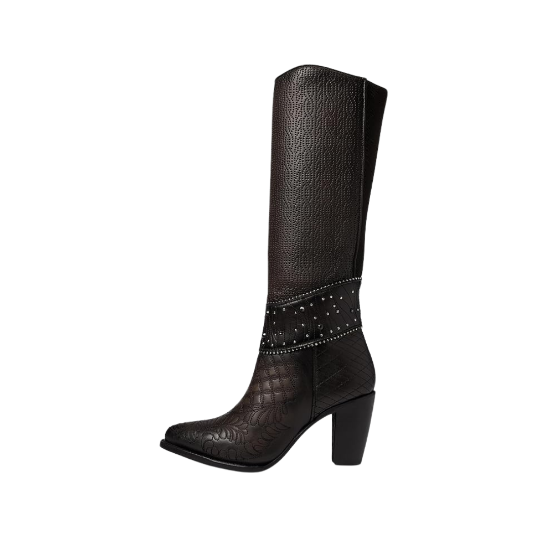 Cuadra Women's Embroidered Dark Brown Leather Boot
