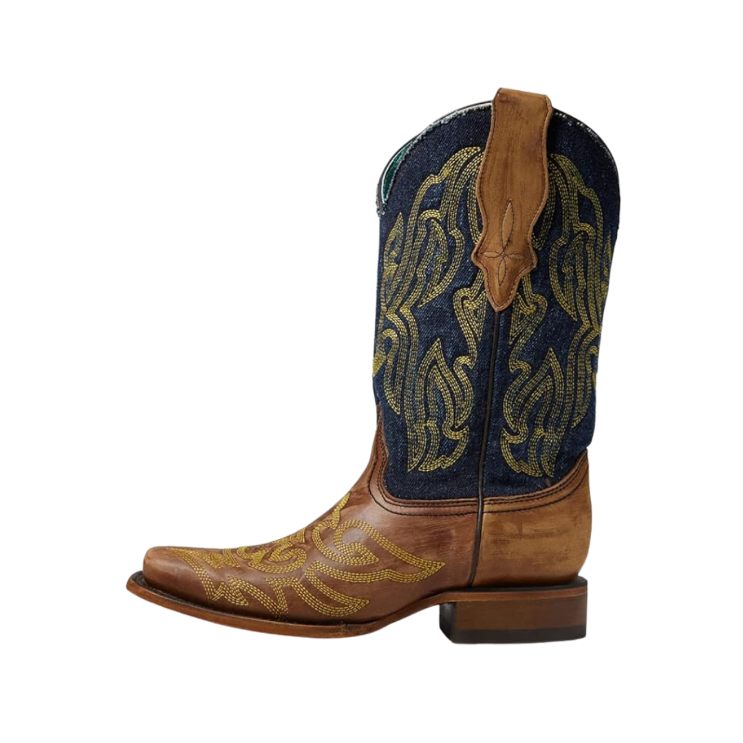 Corral Women's Denim Square Toe Western Brown Boots