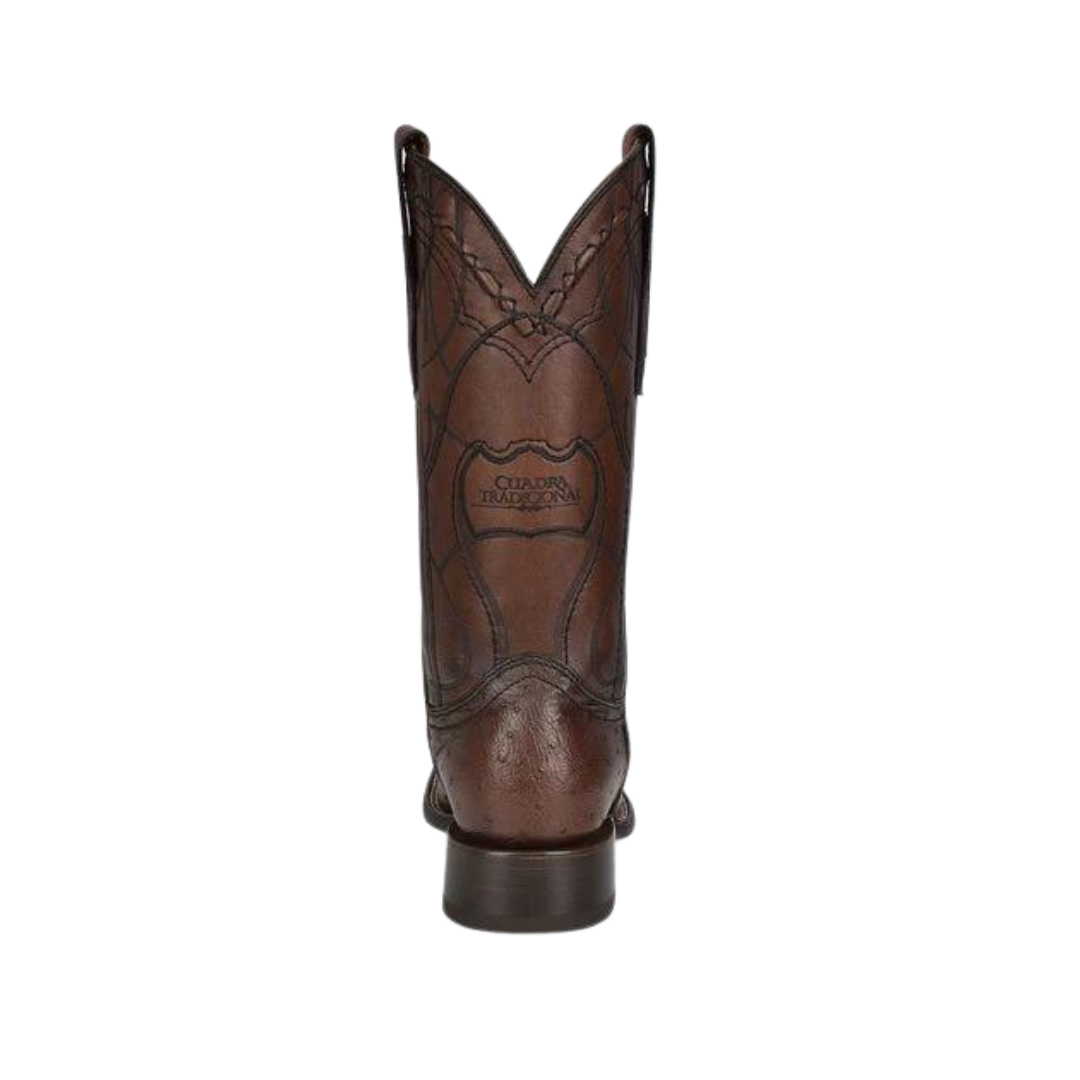 Cuadra Men's Brown Ostrich Laser & Embroidery Square Toe Boot