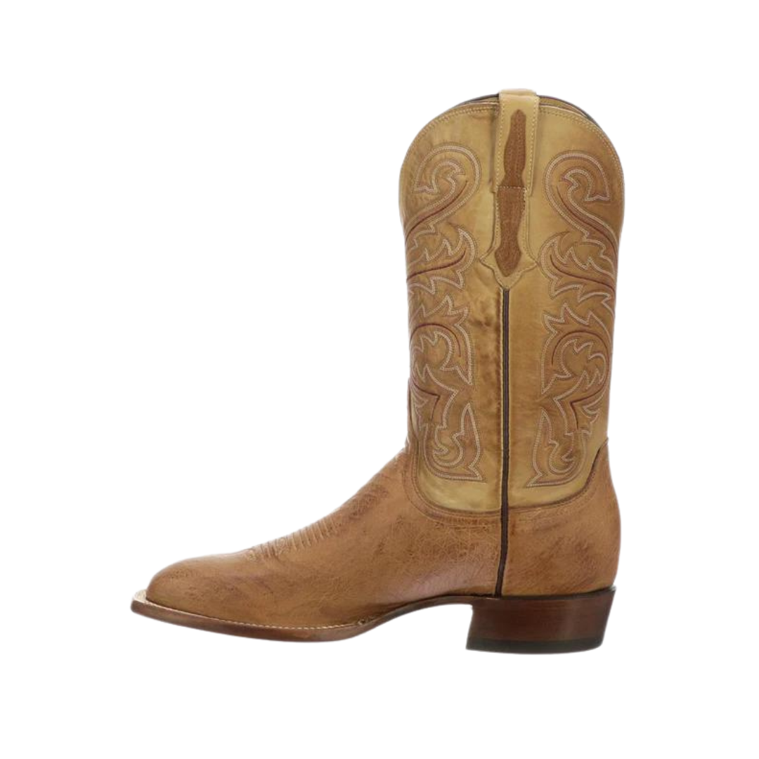 Lucchese Men’s Ostrich Square Toe Lance Brown Boots