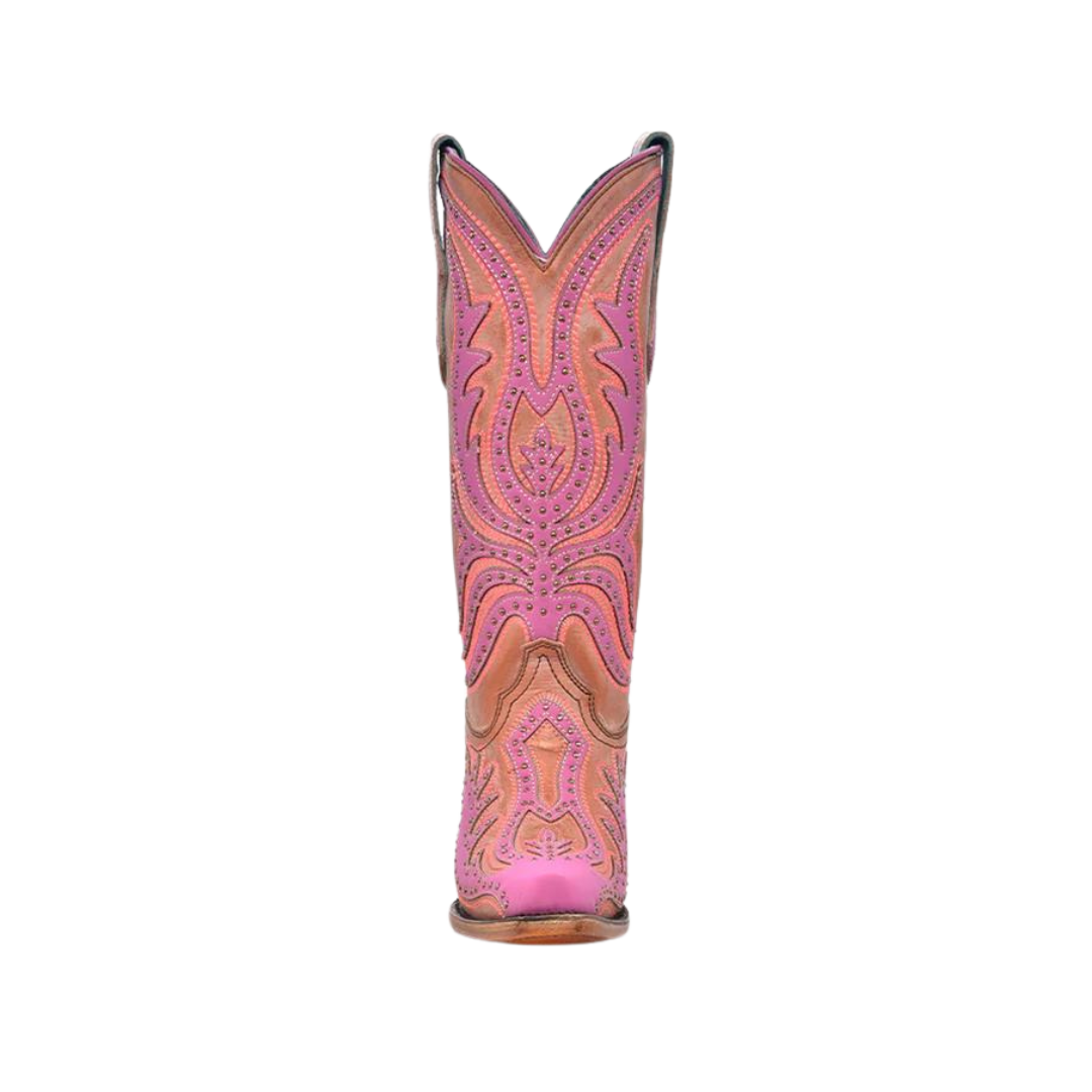 Corral Women's Neon Overlay Fluorescent Embroidery Pink Boots