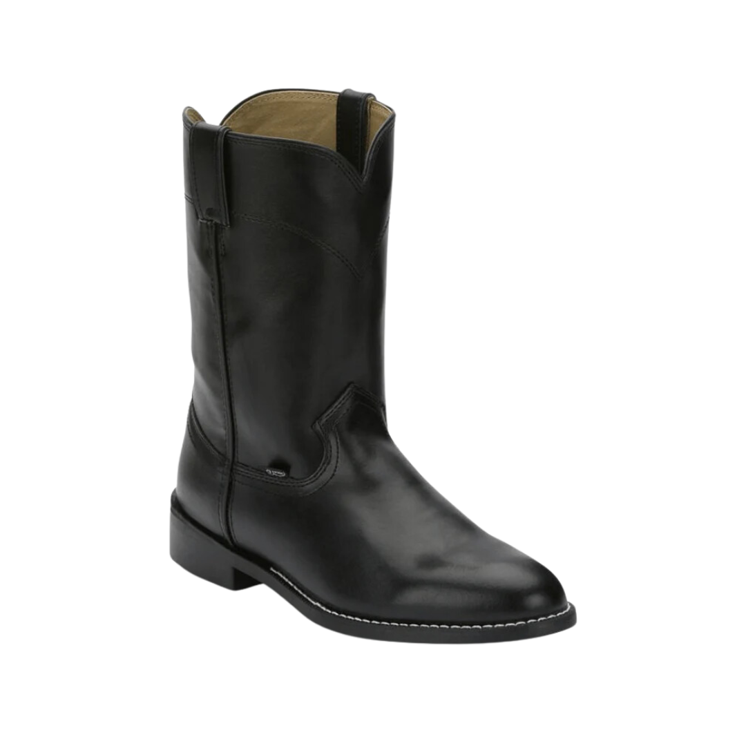 Justin Men's 10' Roper Toe Black Boots
