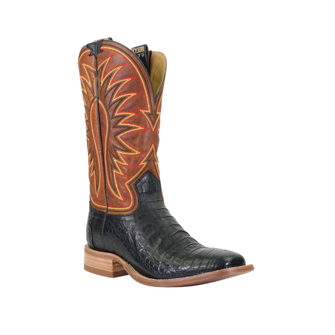 Hyer Men's Big Bow Black Caiman Cowboy Boot