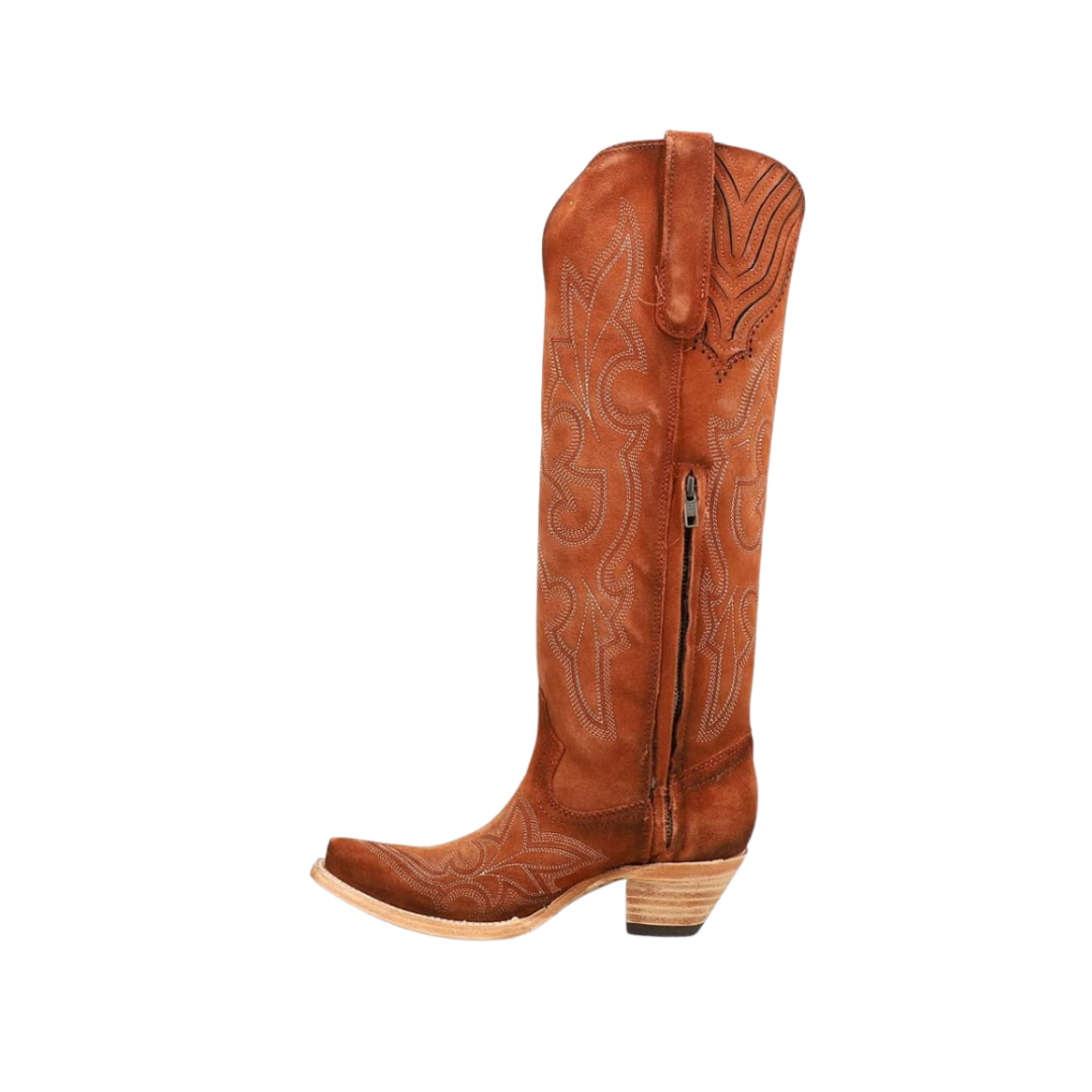 Corral Women's Tooled-Inlay Brown Suede Boots