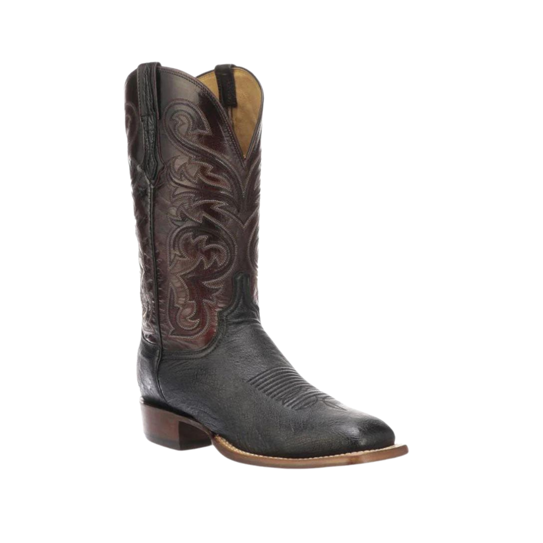Lucchese Men's Lance Ostrich Black Boots