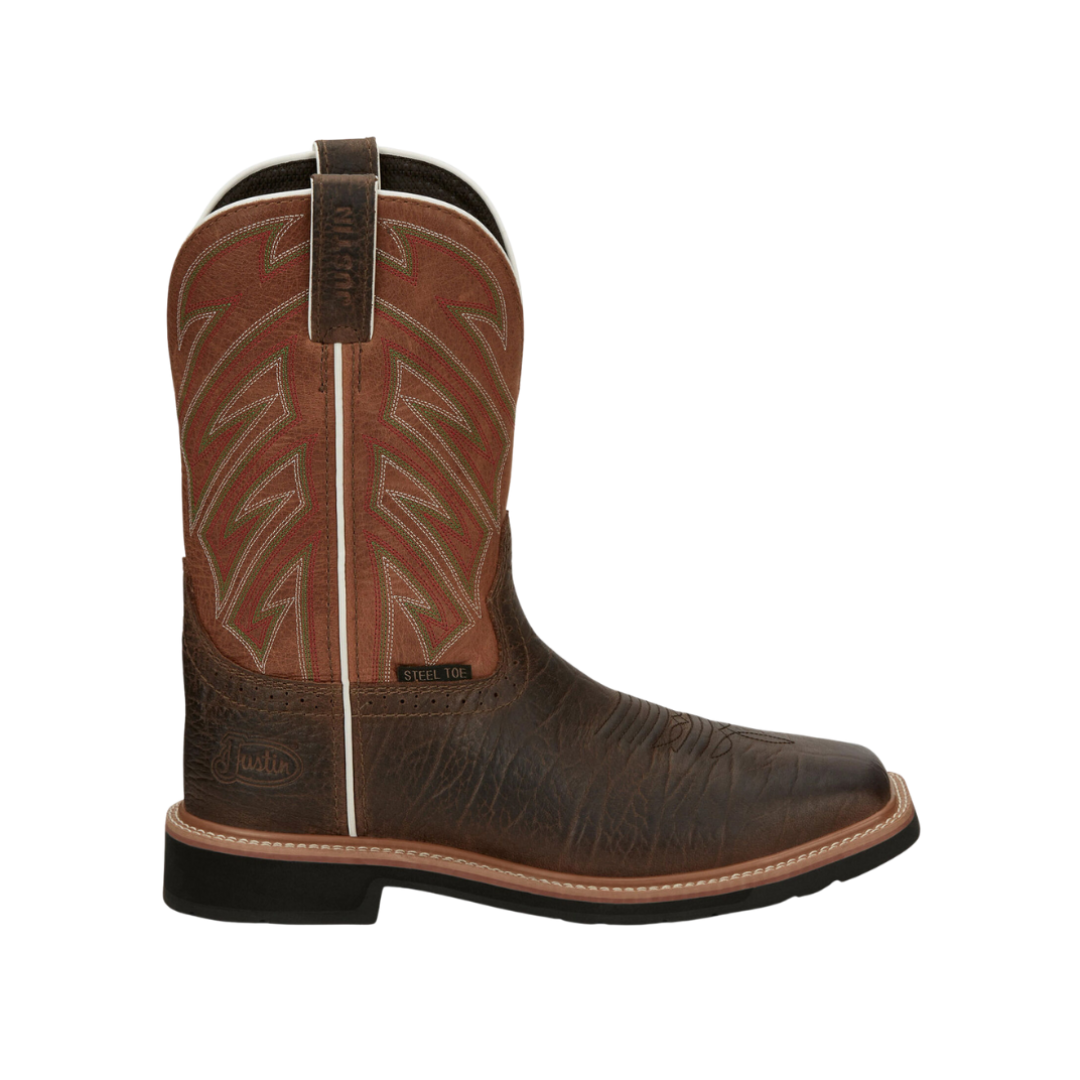 Justin Men's Dark Chestnut Electrican Work Boots