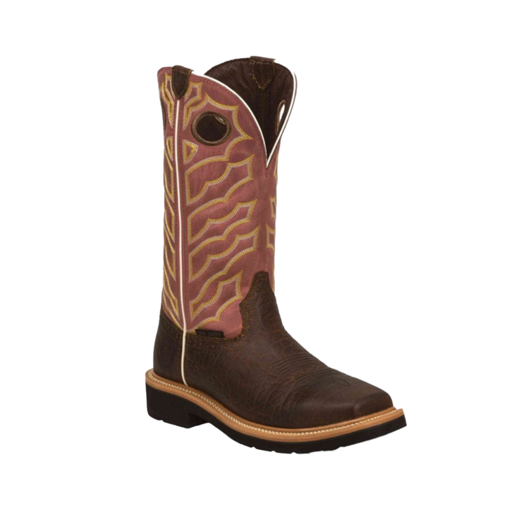 Justin Men's Negotiator Steel Toe Work Tan Boots