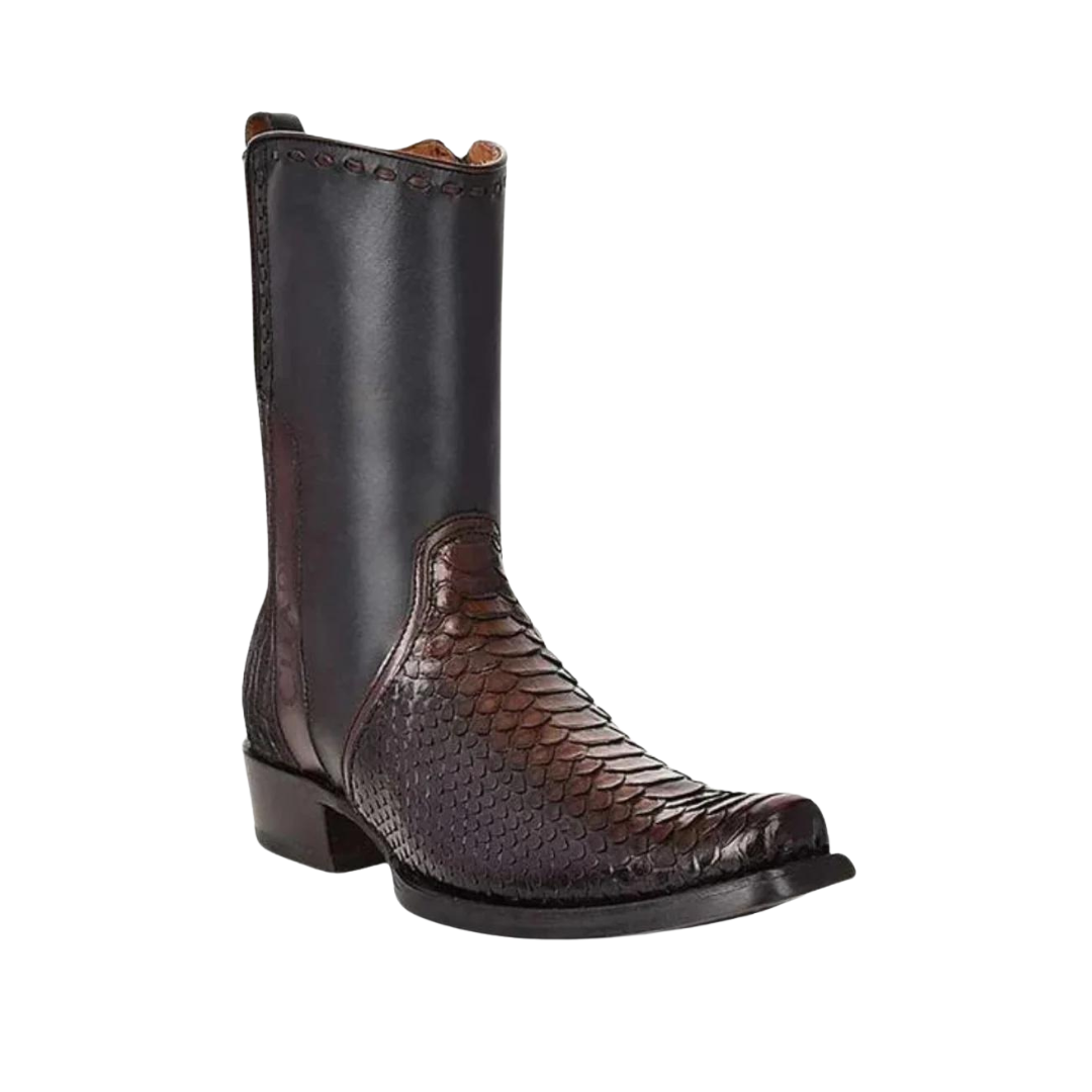 Cuadra Men's Lisboa Black Python Laser & Woven Zipper Boot
