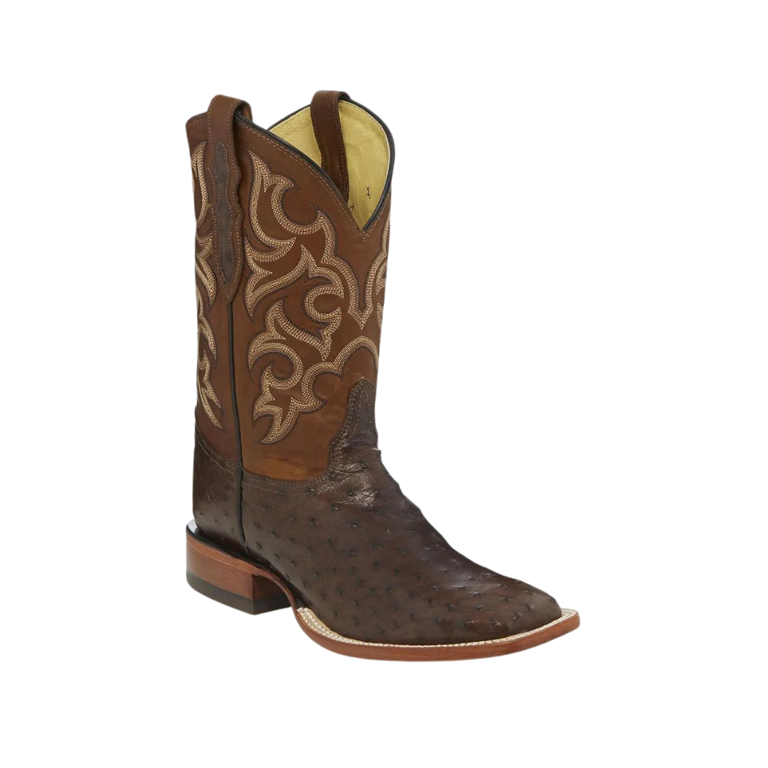 Justin Boot Men s Truman Rich Mahogany Ostrich Square Toe Boots