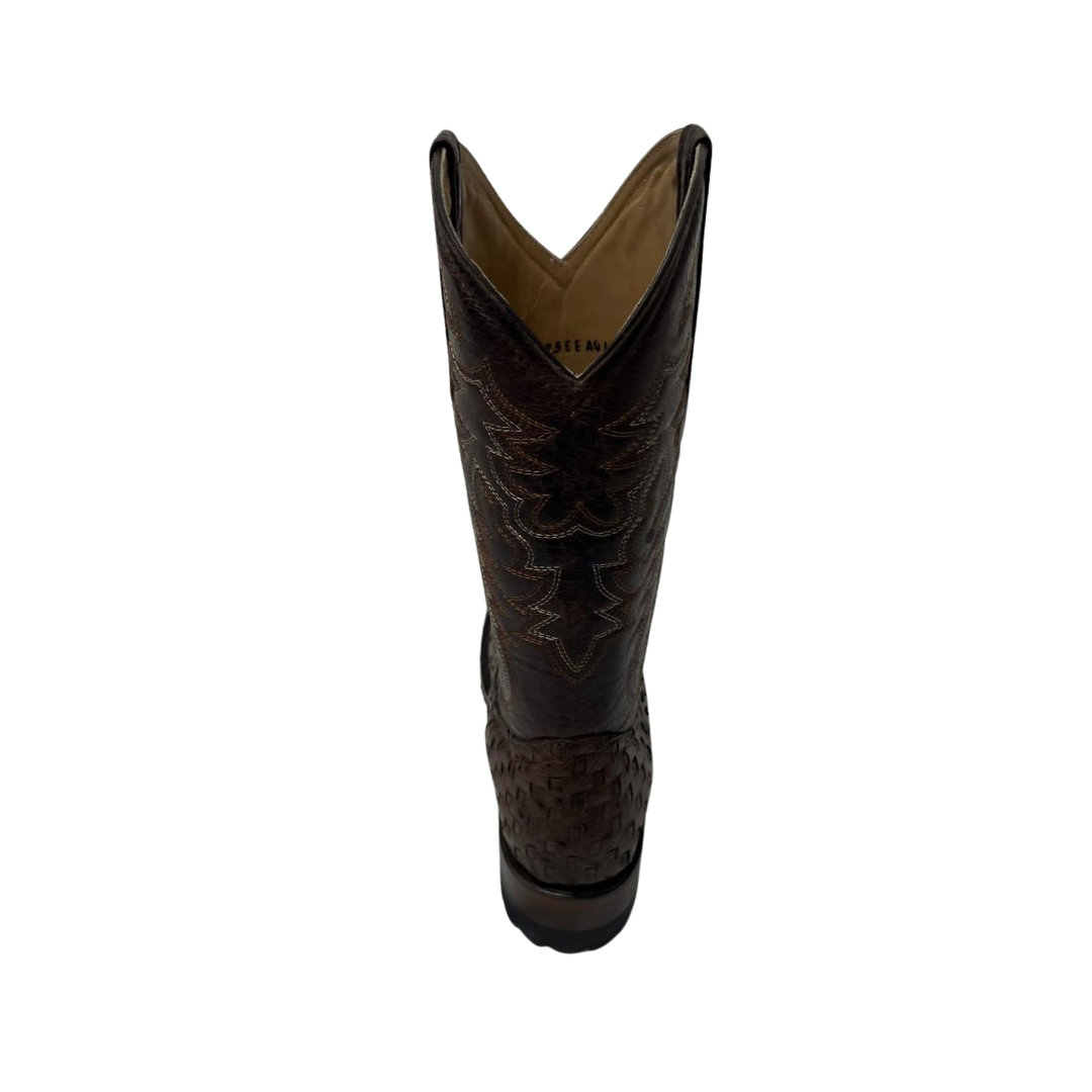 Pecos Bill Men's Full Quill Ostrich Vamp Brown Boots
