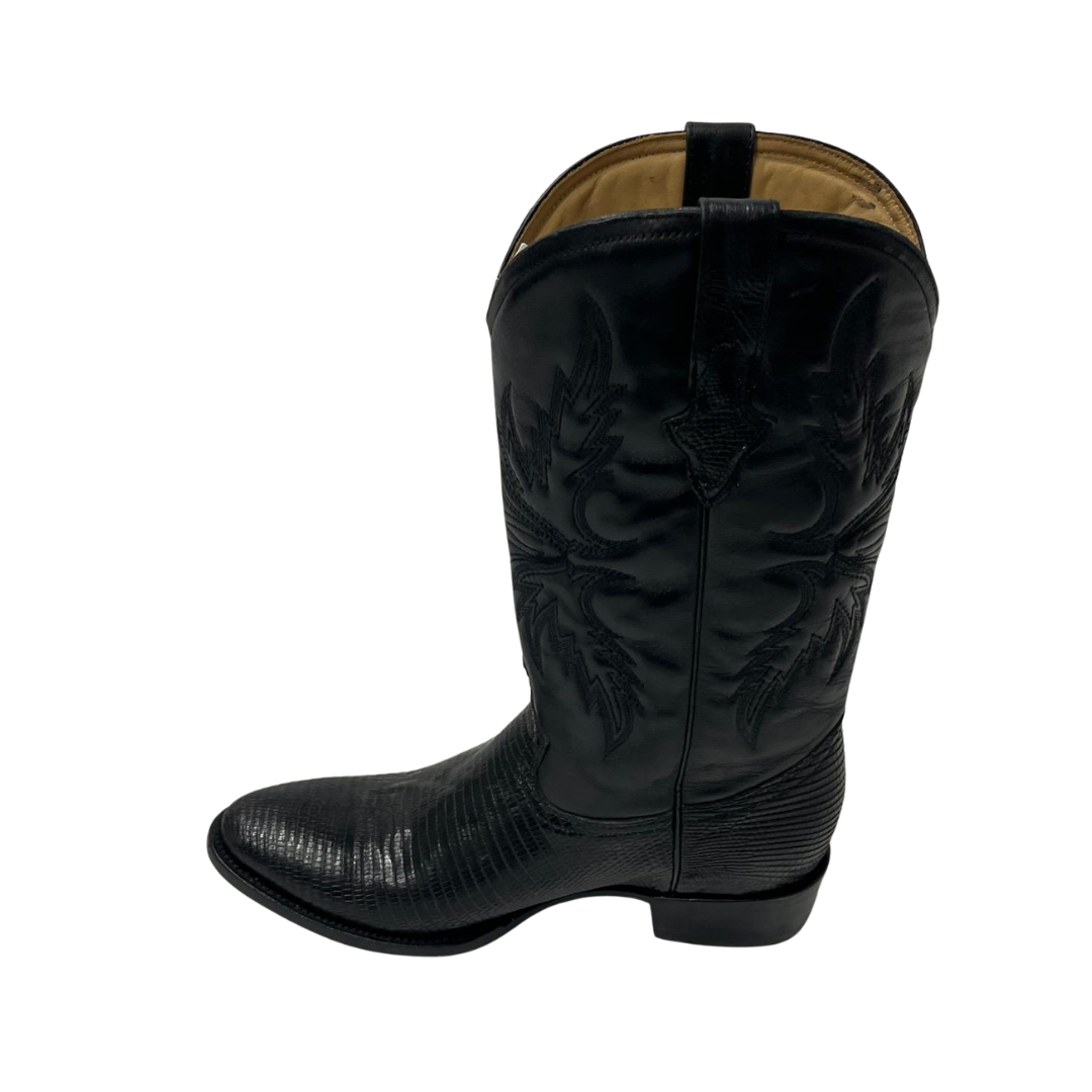 Pecos Bill Men's Black Lizard Round Toe Boots