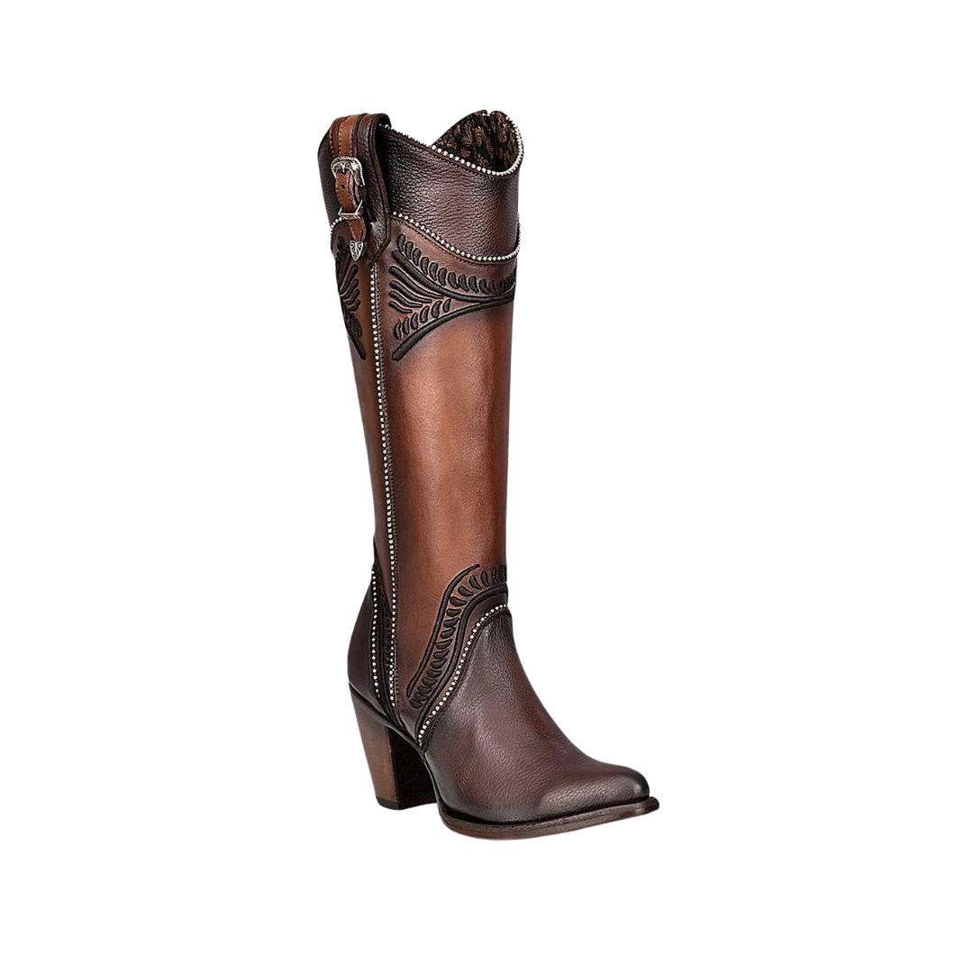Cuadra Women's Damasco Chocolate Embroidered Honey Boot