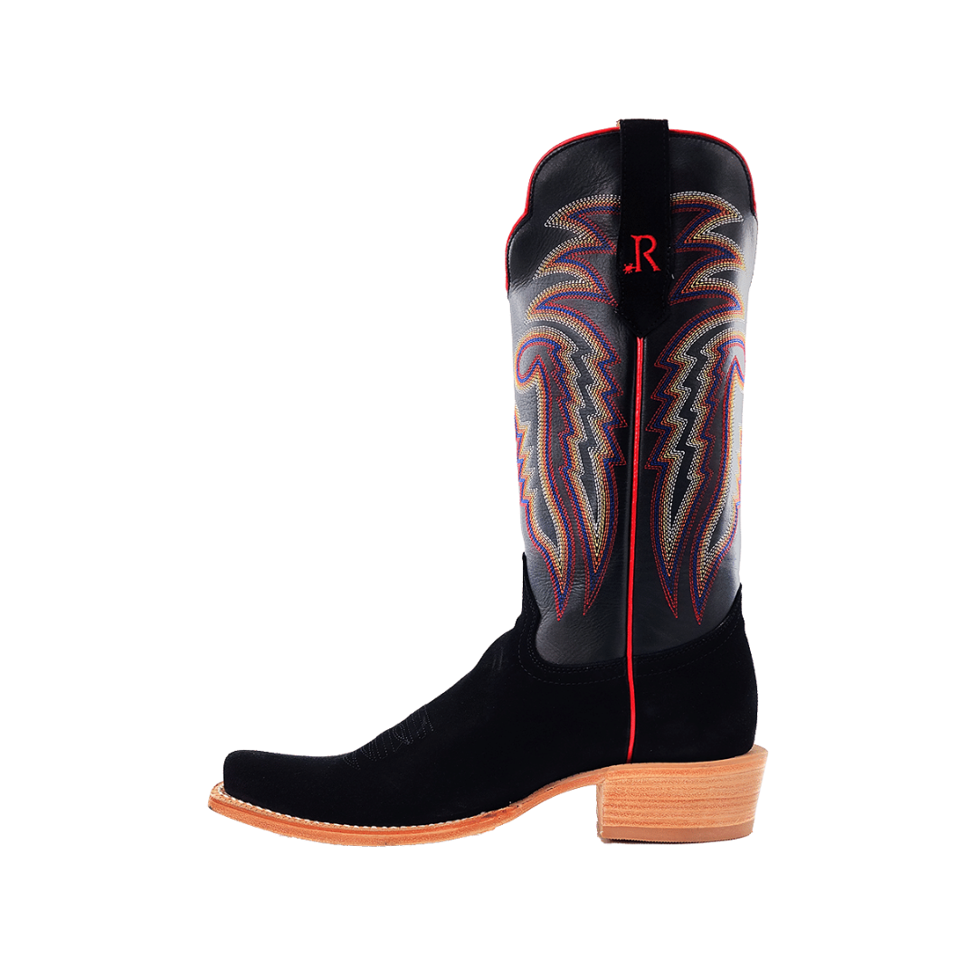R.watson Men's Black Rough Out Boot