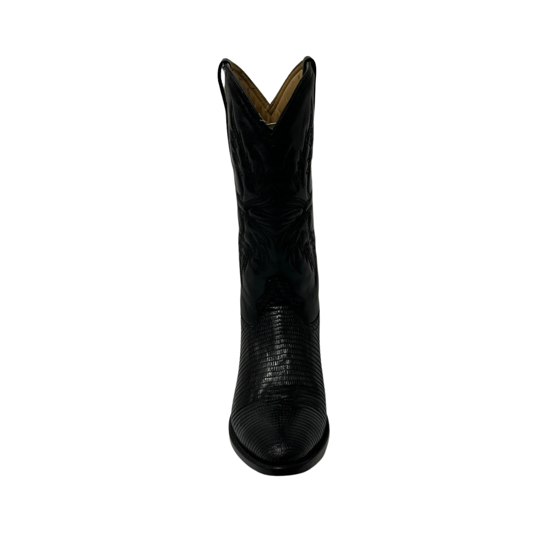 Pecos Bill Men's Black Lizard Round Toe Boots